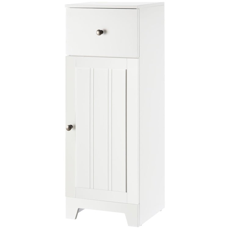 Kleankin Short Bathroom Storage Cabinet, Cabinet Organizer With 1 Drawer And Adjustable Shelf For Living Room, White