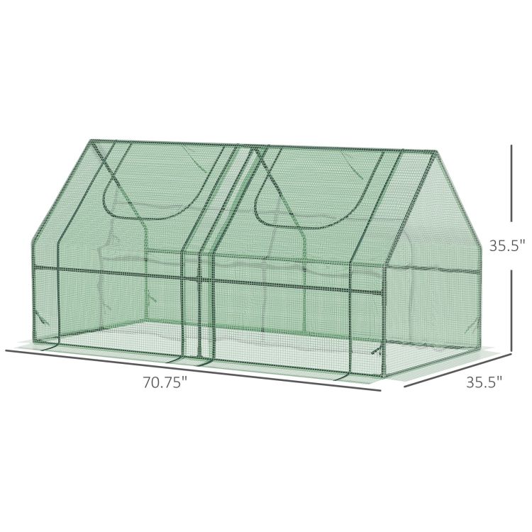 Outsunny 6' X 3' X 3' Portable Greenhouse, Garden Green House With 2 Pe Plastic Covers, Steel Frame And 2 Roll Up Windows, Green