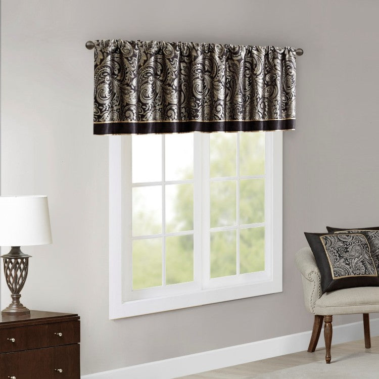 Jacquard Window Valance Black 50X18"