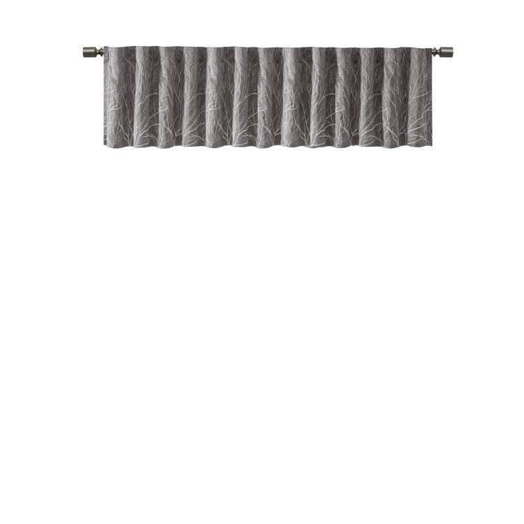 Faux Silk Embroidered Window Valance Grey 50X18"