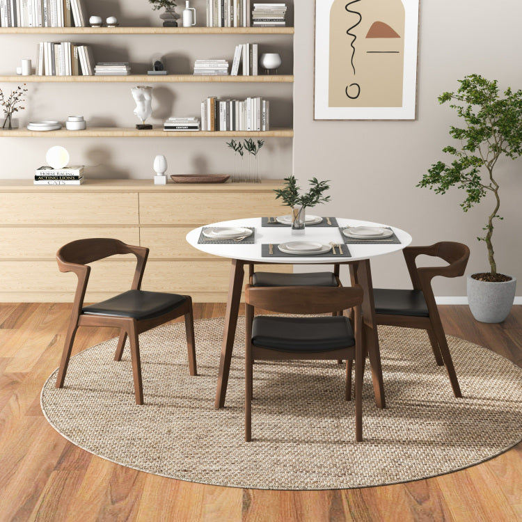Dakota Solid Wood Black Pu Leather Dining Chair Set Of 2