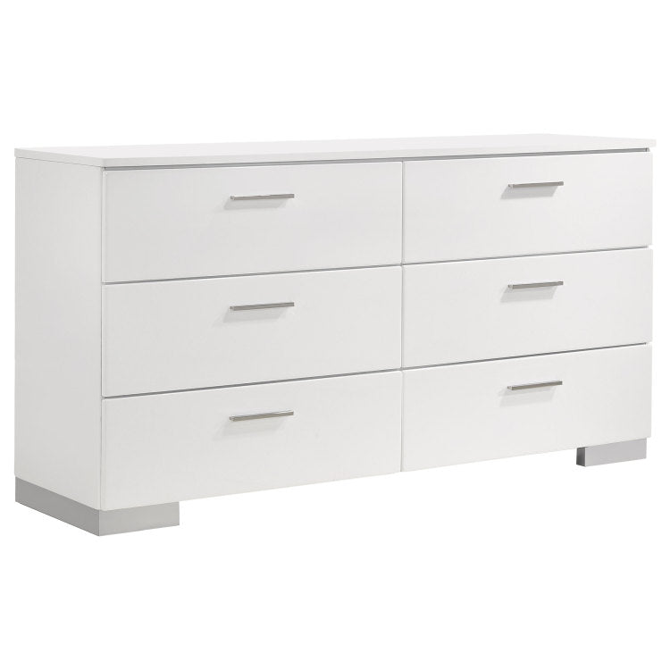Dulcey White High Gloss 6 Drawer Dresser