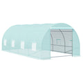 Outsunny 20' X 10' X 7' Walk In Tunnel Greenhouse, Garden Warm House, Large Hot House Kit With 8 Roll Up Windows & Roll Up Door, Steel Frame, Green