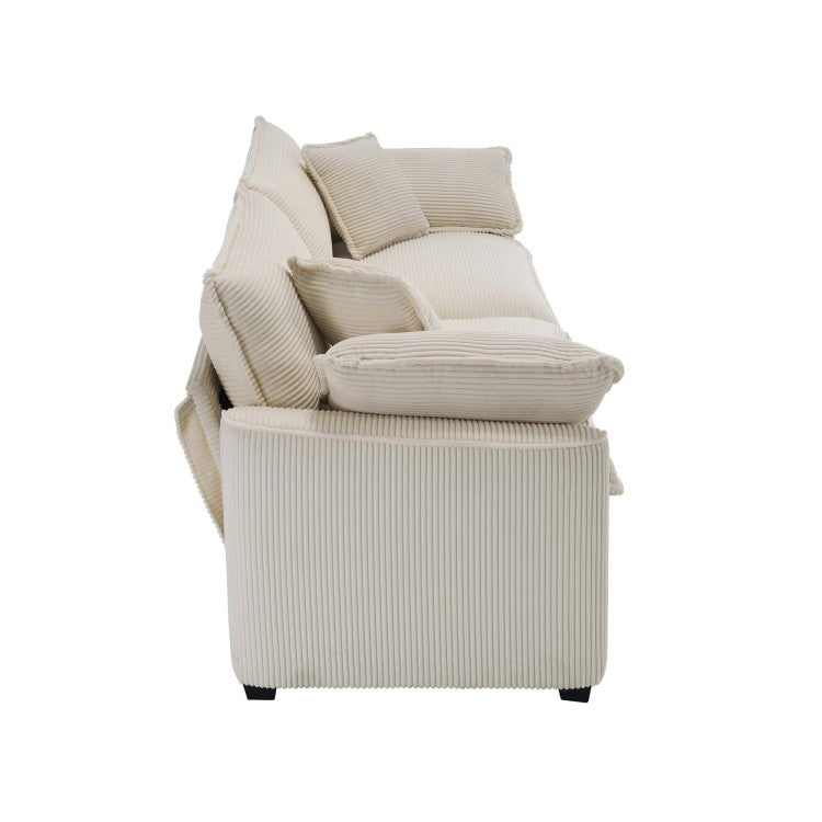 Modern Fabric Living Room Sofa 2 Seater Sofa With 4 Pillows ,Upholstered Large And Deep Seating 2 Seat Loveseat Sofa, Light Beige Corduroy