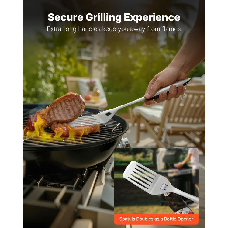 4Pcs Grilling Tool Set Bbq Grill Accessories Stainless Steel Barbecue Utensil