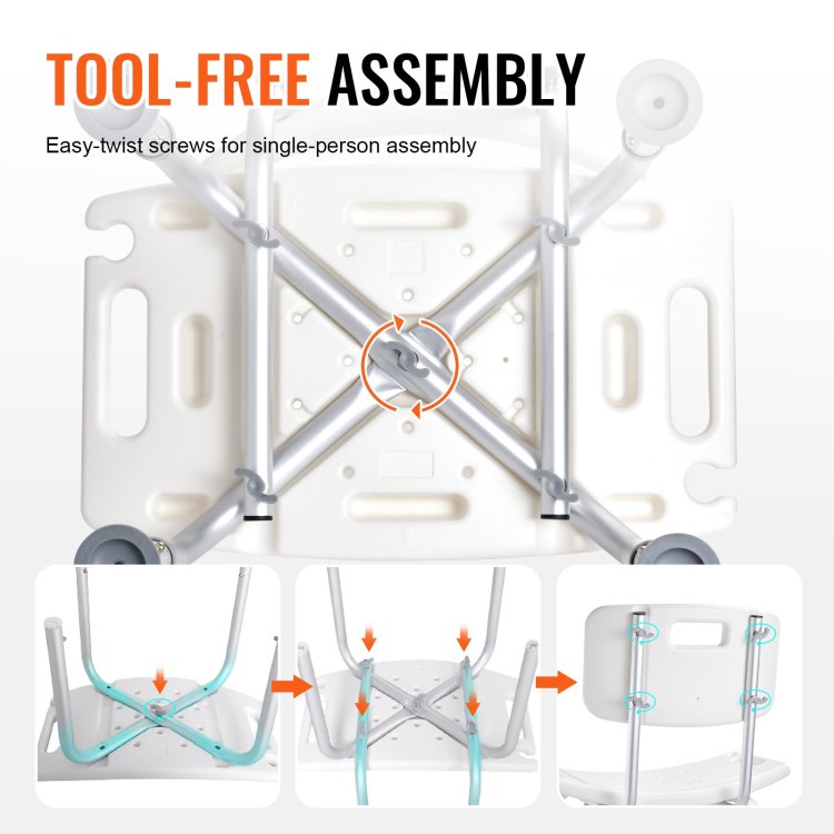 Shower Chair, Shower Seat With Back, Adjustable Height Shower Stool, Shower Chair For Inside Shower Bathtub, Non Slip Bathroom Bench Bath Chair For Elderly Disabled Handicap, 350 Lbs Capacity