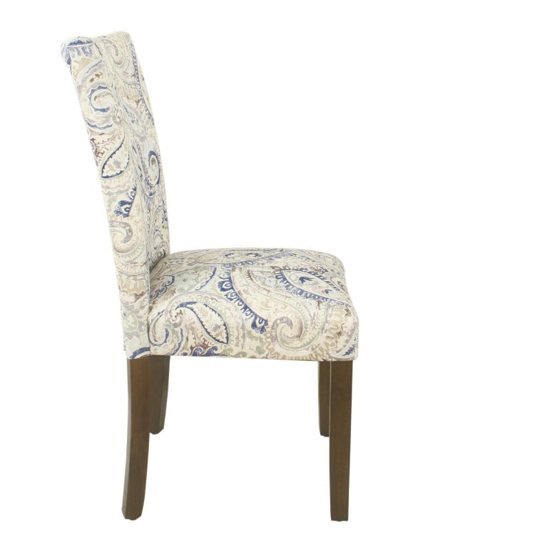 Jax Parsons Dining Chair Set Of 2, Cream Blue Velvet Paisley Print
