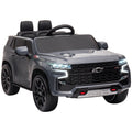 Aosom Chevrolet Tahoe Licensed Kids Ride On Car, 12V Battery Powered Kids Electric Car With Remote Control, Music, Lights, Horn, Suspension For 3 6 Years Old, Gray