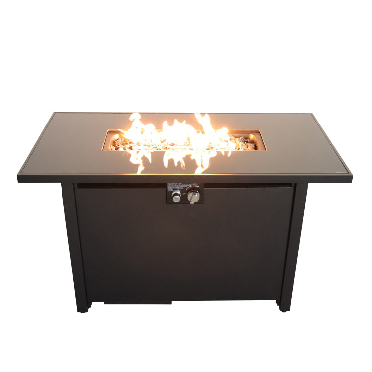 25'' H X 42'' W Steel Outdoor Fire Pit Table With Lid