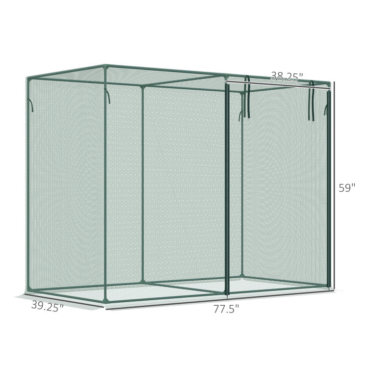 Outsunny 6' X 3' Crop Cage, Plant Protection Tent With Zippered Doors For Vegetable Garden, Backyard, Green