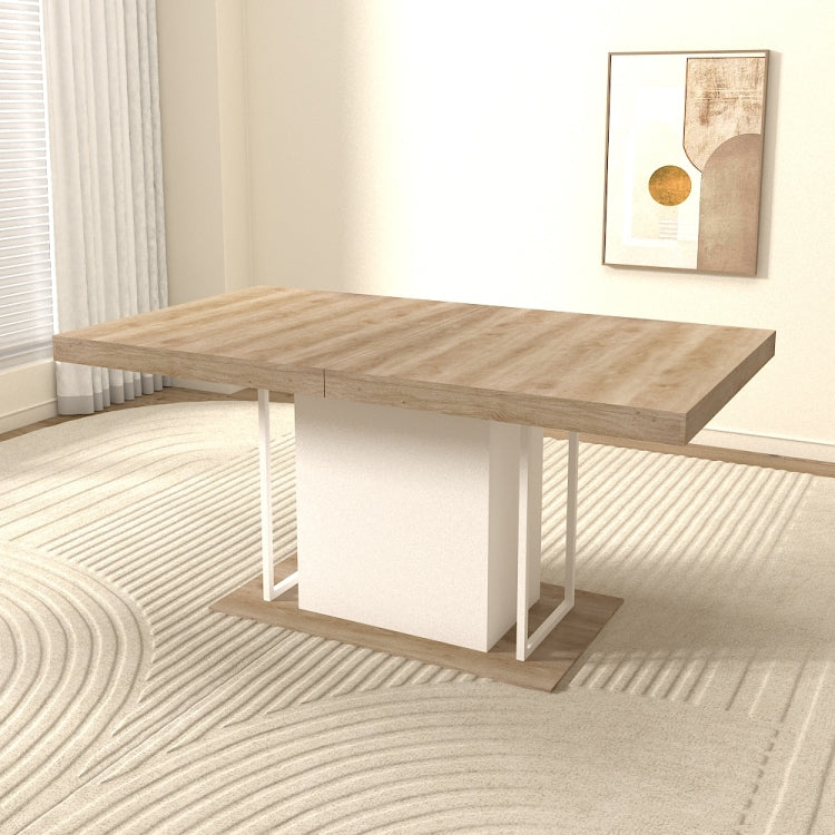 Rectangle Extendable Dining Table For 6 10 People Aged Effect Wood 160 200 Cm