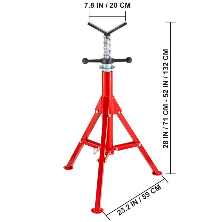 V Head Pipe Stand Adjustable Height 28 52 Inch, Pipe Jack Stands 2500 Lb. Capacity,Folding Portable Pipe Stands 1 2 To 12 Inch Pipe Supporting,Steel Jack Stands
