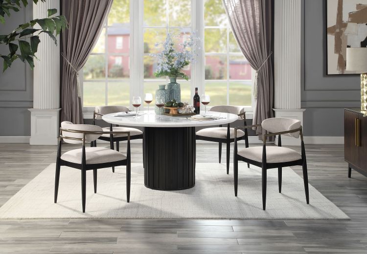 Beige And Black Armchair With Open Back Set Of 2