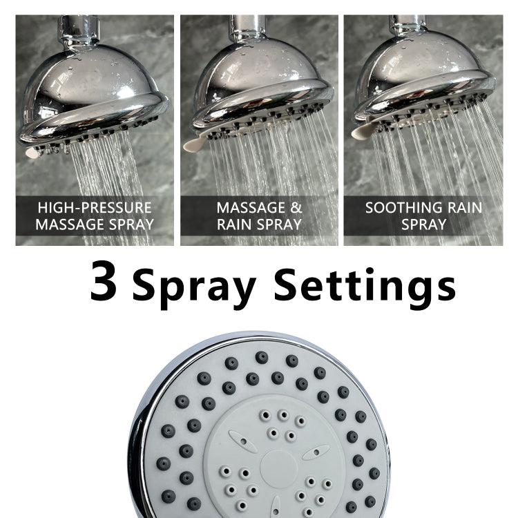 High Pressure Rain Shower Head With 3 Spray Modes, 4 Inch Fixed Bathroom Rainfall Showerhead With Adjustable Swivel Ball Joint, Bathroom Accessories