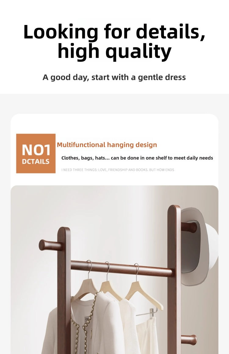 Coat Racks Solid Wood Hanger 23.6* 11*71In Solid Environmental Protection Easy To Assemble Beautiful Can Be Placed In The Bedroom Entrance Living Room Walnut