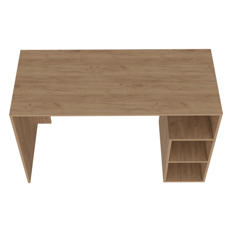 Sanders Computer Desk In Melamine With Open Storage, Natural Oak