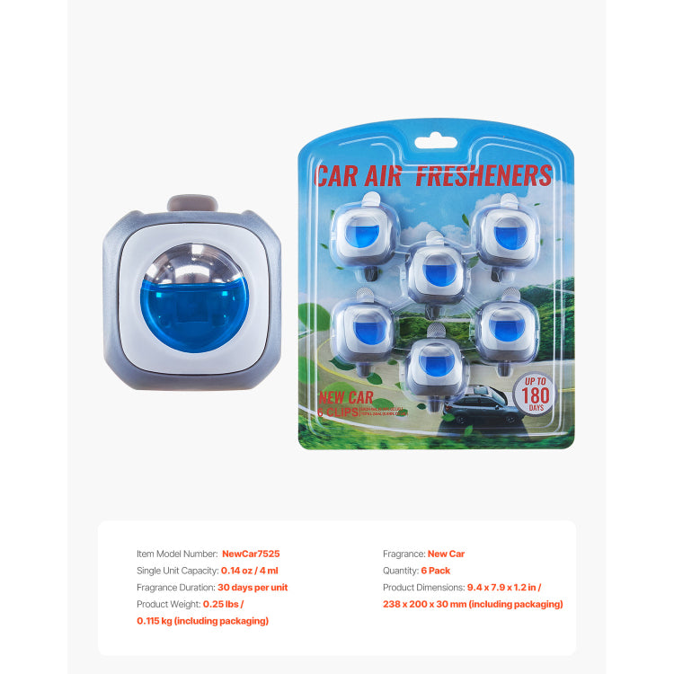 Car Air Freshener 6 Pack Car Scent Vent Clip 4Ml Each Vent Air Fresheners