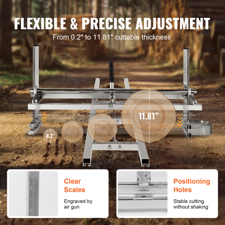 Chainsaw Mill And Rail Mill Guide System, Portable Sawmill 14" 36" Guide Bar, 9Ft Aluminum Saw Milling Rail Guide With Chainsaw Planking Mill For Woodworkers And Carpenters