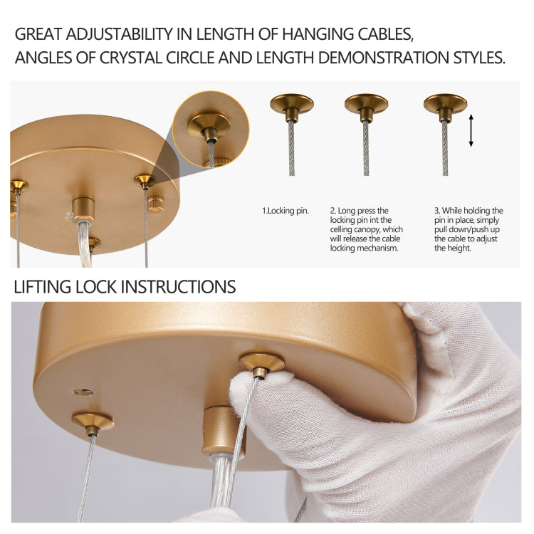 24 Inch Modern Golden Pendant Light With Cascading Crystal Strands, Ideal For Living Room, Dining Room And Foyer, High End Decorative Lighting Fixture Bulb Not Included