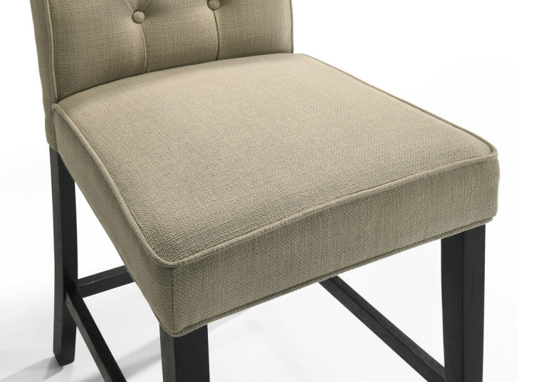 Jacopo Set Of 2 Beige Fabric Counter Height Chairs With Black Finish Legs
