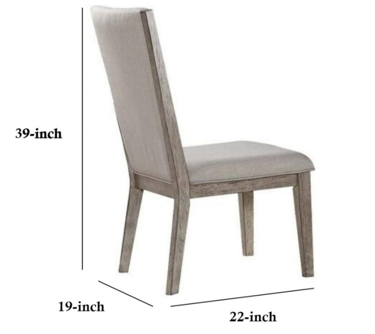 Rocky Fabric & Gray Oak Finish Side Chair Set Of 2