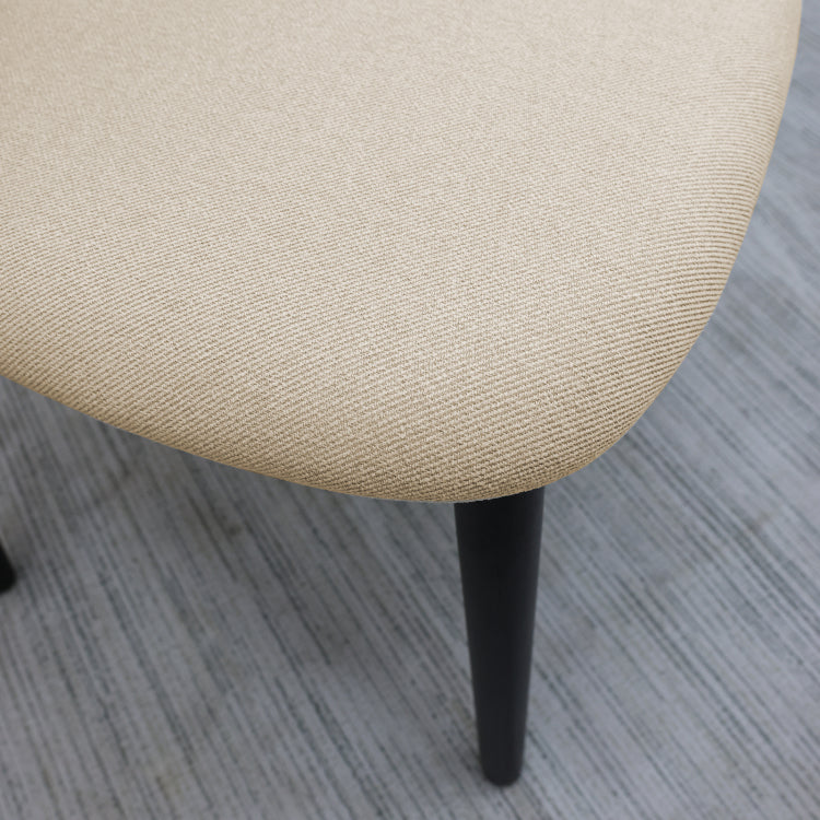 Beige Cotton Linen Fabric Upholstered Dining Chair With Black Solid Wood Legs, Armless Chair Set Of 4 For Kitchen, Restaurant, Living, Meeting Room