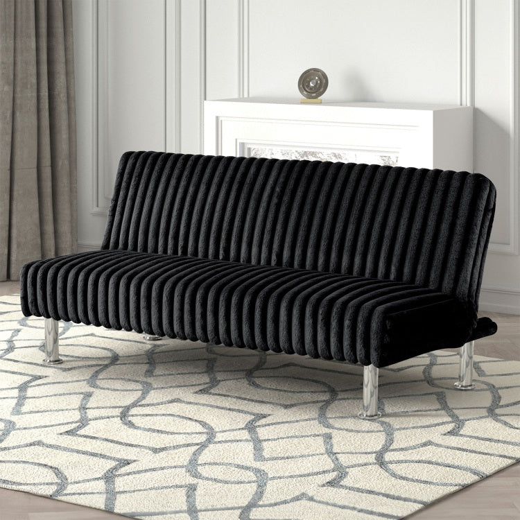 Contemporary Style Metal Base Legs Convert Into Bed With Extra Support Metal Legs Black Finish
