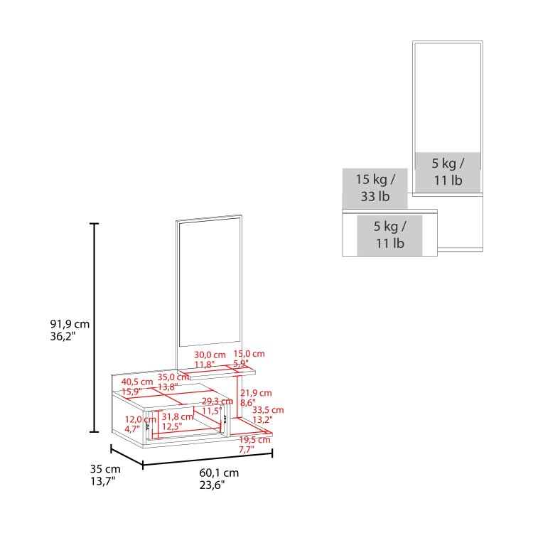 White Floating Vanity With Included Mirror