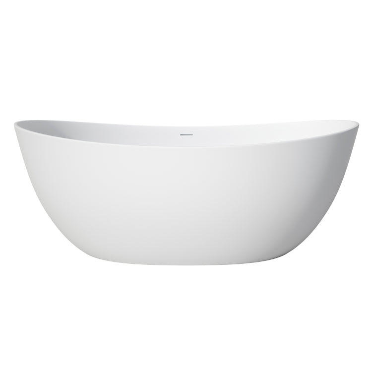 65 Inch Solid Surface Soaking Bathtub Deep Soak Freestanding Tub
