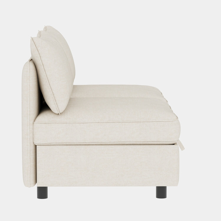 Armless Seat For Modular Sectional Sofa, Convertible Sofa Seat With Storage, Sleeper Sectional Sofa Set, Fabric Flexible Modular Combinations For Living Room 2Pcs