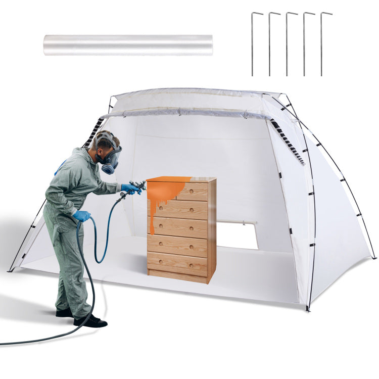 Portable Paint Booth, Larger Spray Paint Tent With Built In Floor & Mesh Screen, Painting Tent Station For Furniture Diy Hobby Tool, 10X7X6Ft Spray Paint Shelter