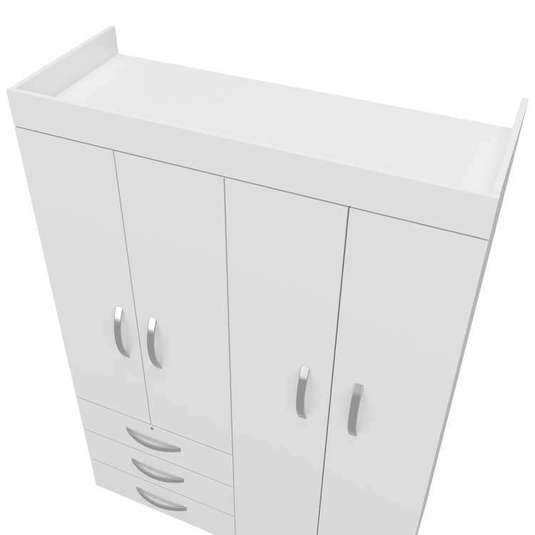 White 4 Door Wardrobe With Drawers And Shelf