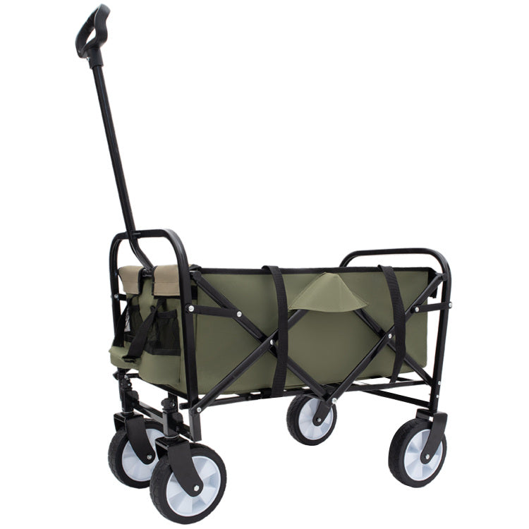 Minimeetall Strap Collapsible Foldable Wagon Cart With Strapping System, Beach Wagon, Utility Cart, Utility Wagon Grocery Cart For Camping Shopping Sports Gardeing Fishing Supports 225Lbs, Army