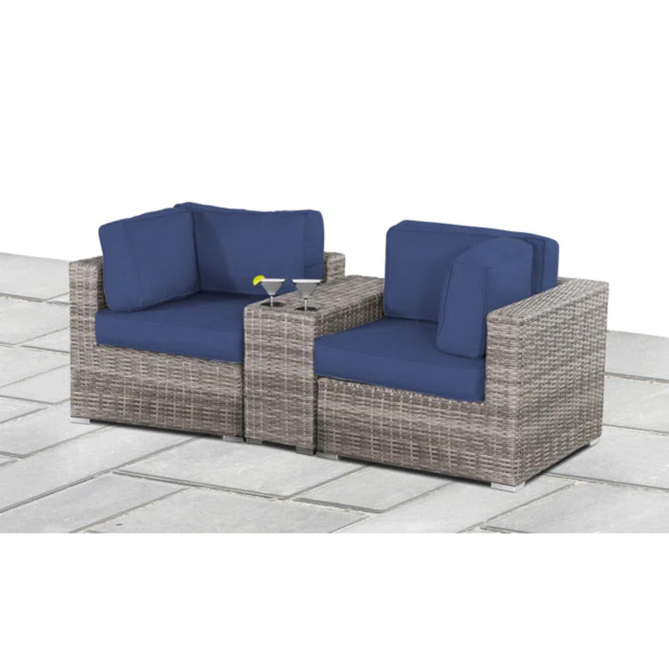 79'' Outdoor Loveseat With Durable Hdpe Wicker Frame