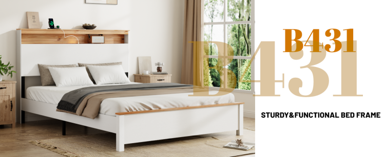 Full Wooden Bed Stand With Charging Station Storage Headboard: This Rustic Farmhouse Bed Frame With Storage Headboard Comes With A Built In Charging Station That Is Simple To Install And Easy To