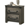 Farmhouse Rustic Gray Bedside Table Bedroom 1Pc Nightstand English Front Antique Brass Color Drop Handles