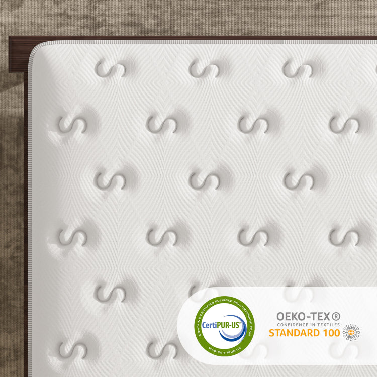 14'' Hybrid Mattress King, Memory Foam & Pocket Springs For Pressure Relief, Fiberglass Free Ergonomic Home White