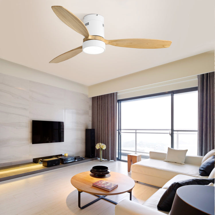 Same As W882P244711 52 Inch Flush Mount Dc 3 Solid Wood Fan Blade Noiseless Reversible Motor Remote Control With Light