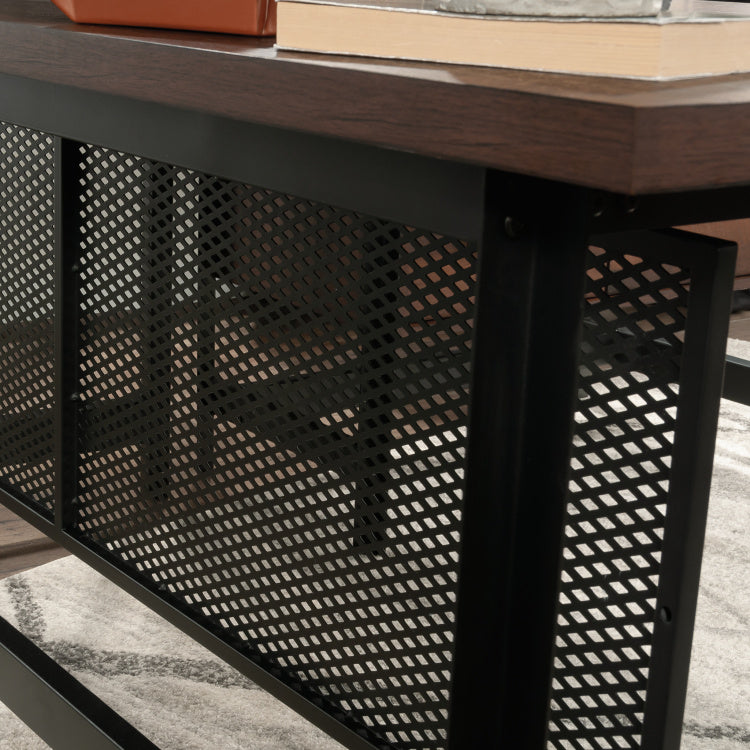 Industrial L Shaped Computer Desk, Brown Finish