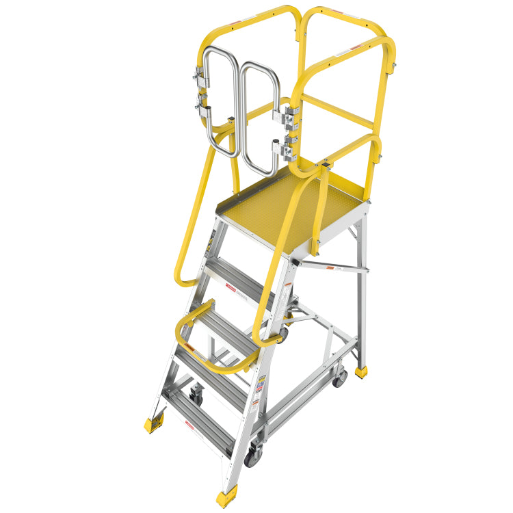 5 Step 375Lbs Aluminum Rolling Platform Ladder