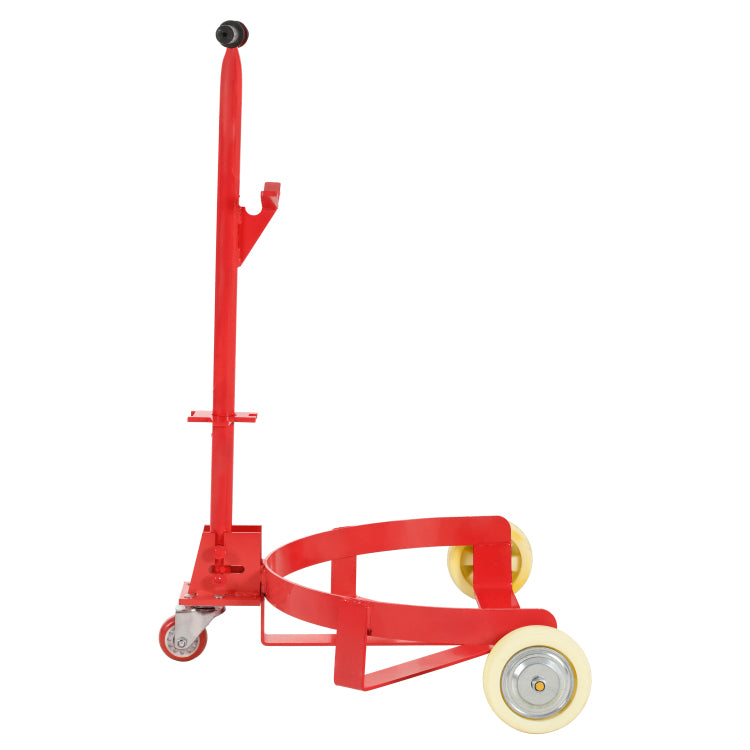 55 Gallon Drum Dolly, 1200Lbs Capacity, With 2 Fixed Pu Wheels And 1 Swivel Wheel Low Profile Steel Oil Drum Caddy Oil Barrel Drum Roller Hand Cart Red