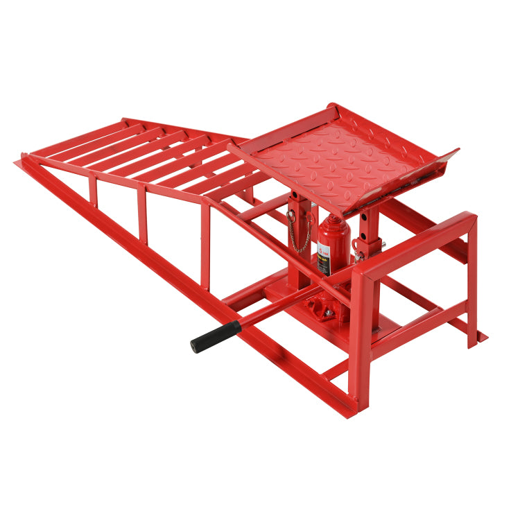 5 Ton Lifting Force Auto Car Truck Service Ramps Lifts, Garage Car Lift Hydraulic Ramps,Automotive Hydraulic Lift Repair Frame Lift 2 Pack Red Color