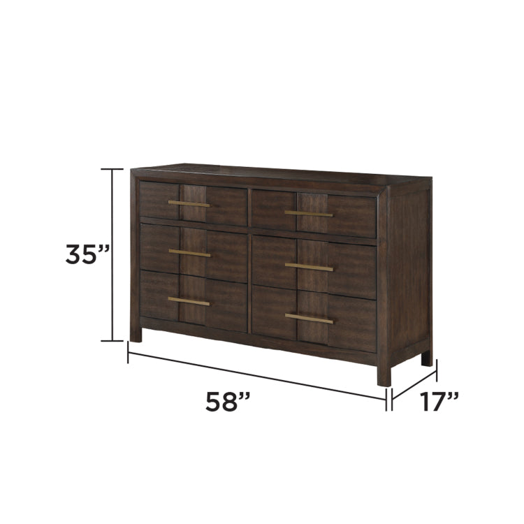 Kenzo Modern Style 6 Drawer Dresser Made With Wood In Walnut Includes Dresser Only Same As G150108532 Nj Inventory