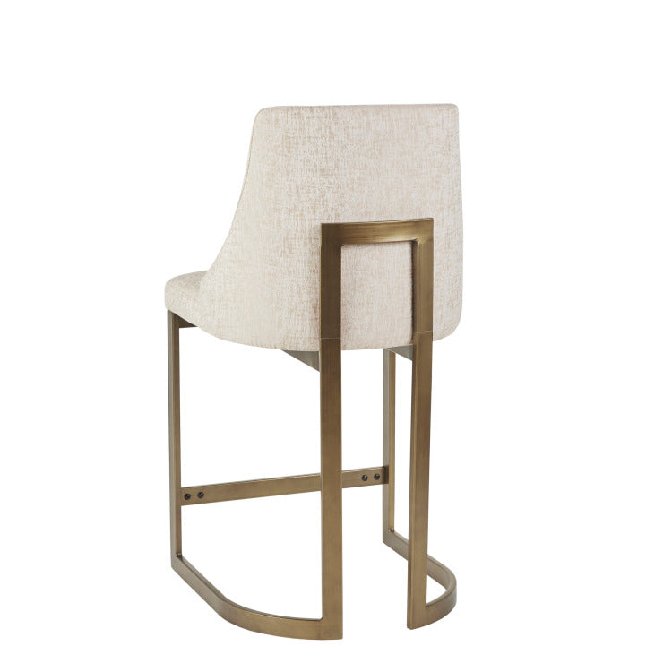 26"H Upholstered Counter Stool With Metal Base