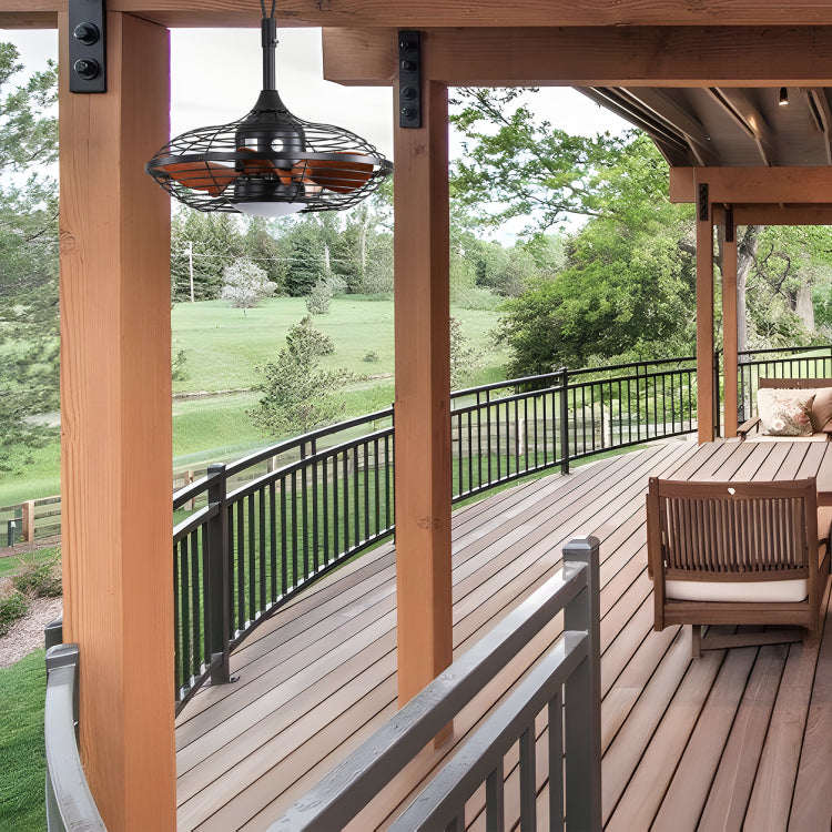 20 Inch Downrod Mount Led 18W 3Cct 5 Abs Blades Dc Motor With Hanging And Hook For Outside Patios Pergola