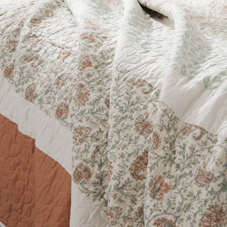 6 Piece Cotton Percale Quilt Set With Throw Pillows Coral Full Queen