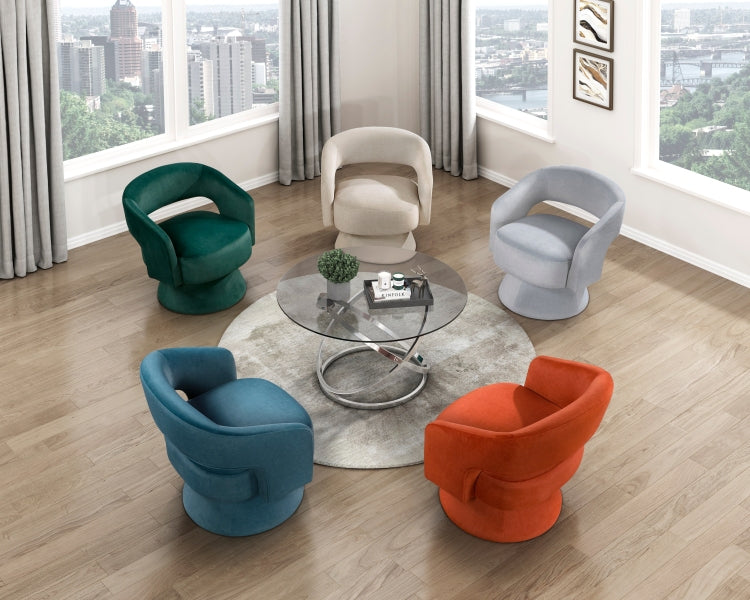Modern Luxury Swivel Accent Chair 1Pc Dark Teal Velvet Upholstery Solid Wood Stylish Home Furniture