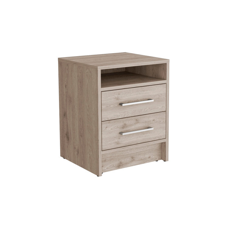 Eter Nightstand , End Table, Side Table Superior Top, Two Drawers Light Gray