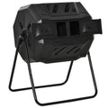 Outsunny Tumbling Compost Bin Outdoor 360 Dual Chamber Rotating Composter 43 Gallon, Black