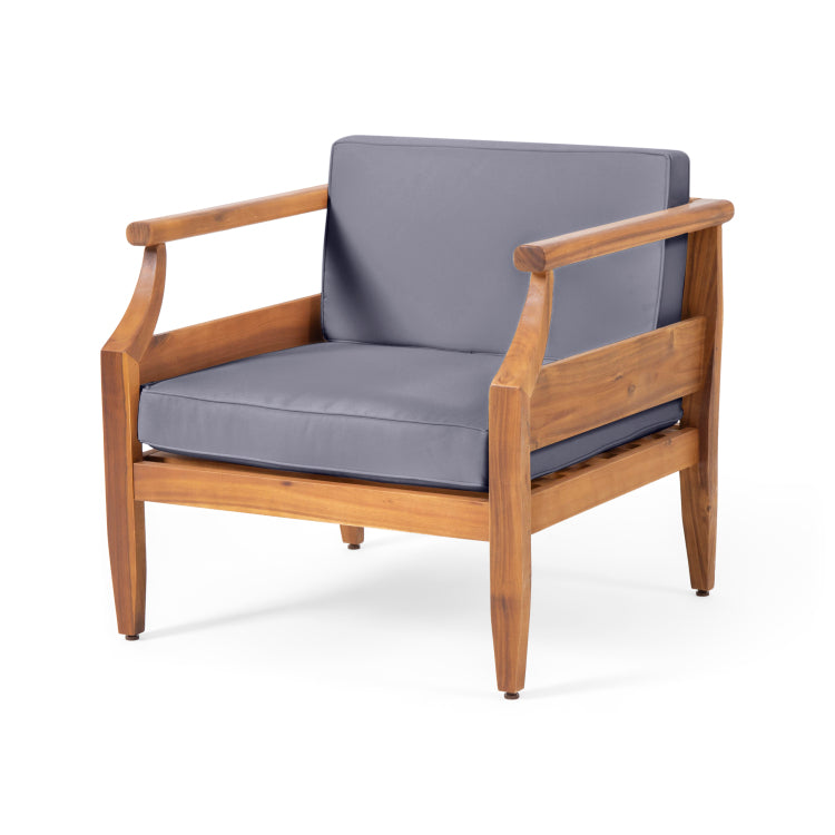 Club Chairs Laurent 500Lbs Capacity Acacia Outdoor, Teak Finish Patio Furniture Sets With Thick Cushion, Appropriate For Garden Porch